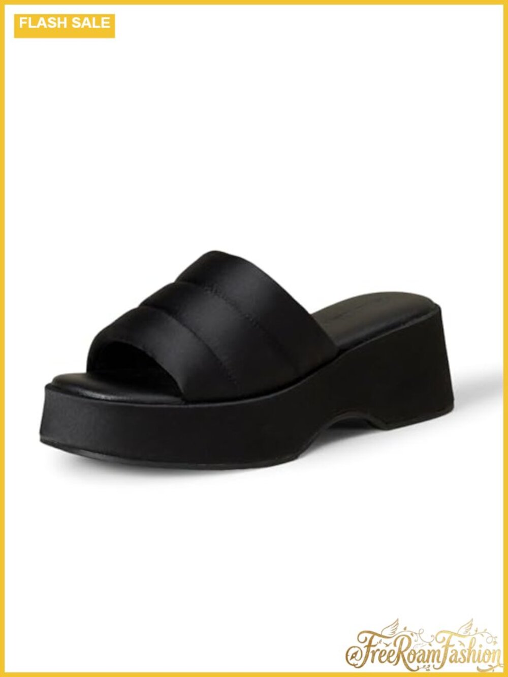 Satin Platform Slide Sandals Quilted Slip On Summer Casual Shoes